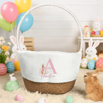 Panier de Pâques personnalisé avec nom et initiales pour la fête de Pâques Cadeau de chasse aux oeufs pour les enfants