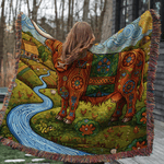 Personalizado estilo bohemio Highland vaca borla suave manta con nombre uso diario cumpleaños aniversario regalo para mujeres niñas