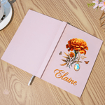 Personifierad Multicolor Birth Flower Birthstone Journal Anteckningsbok med namn och 100 linjerade sidor Daglig journalföring Mors dag Födelsedagspresent för kvinnor