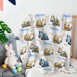 Personalised Excavator Easter Egg Soft Baby Swaddle Blanket Outfit with Name Easter Baby Shower Gift for Newborns New Parents