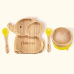 Juego de cubiertos infantiles personalizados con animales de grado alimentario y nombre con ventosa regalo de cumpleaños o bautizo para bebé
