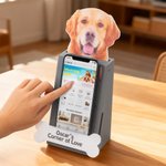 Personalised Cute Pet Face Photo Paw Bone Design Phone Holder with Text Desk Decor Daily Use Birthday Gift for Pet Owners
