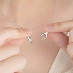Personalized Holding Hands Birthstone Ring Holder Necklace Couple Jewelry Birthday Valentine's Wedding Gift for Woman Bestie Mom