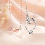 Personalized Holding Hands Birthstone Ring Holder Necklace Couple Jewelry Birthday Valentine's Wedding Gift for Woman Bestie Mom