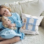 Personalised Multicolor Peter Rabbit Bunny Cushion Cover with Name Nursery Decor Baby Shower Birthday Gift for Baby Kid