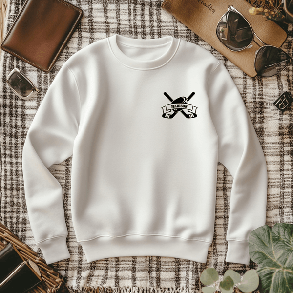 Personlig T-shirt med ishockeymönster i flera färger Sweatshirt Hoodie med namn och initialer Dagligt bruk Jubileumspresent för ishockeyälskare Vänner