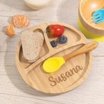 Juego de cubiertos infantiles personalizados con animales de grado alimentario y nombre con ventosa regalo de cumpleaños o bautizo para bebé