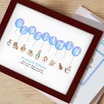 Personalised Cute Peter Rabbit Balloon Photo Frame with Name and Date Baptism Easter Birthday Gift for Newborn Kids