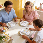Guirnalda de flores personalizada Huevos de Pascua con iniciales Servilleta 100% algodón con nombre de colores Decoración de mesa Regalo de Pascua para niños Familia