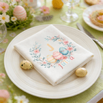 Guirnalda de flores personalizada Huevos de Pascua con iniciales Servilleta 100% algodón con nombre de colores Decoración de mesa Regalo de Pascua para niños Familia