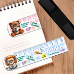 Personalised Reading Animal Plaid Ruler Design Magnetic Bookmark Clip with Name Birthday Back to School Gift for Kids Bookworms