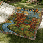 Personalizado estilo bohemio Highland vaca borla suave manta con nombre uso diario cumpleaños aniversario regalo para mujeres niñas