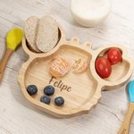 Juego de cubiertos infantiles personalizados con animales de grado alimentario y nombre con ventosa regalo de cumpleaños o bautizo para bebé