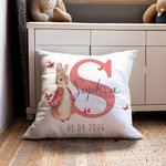 Personalised Multicolor Peter Rabbit Bunny Cushion Cover with Name Nursery Decor Baby Shower Birthday Gift for Baby Kid
