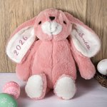 Personalised Bunny Stuffed Plush Toy with Glitter Name Easter Birthday Gift for Children