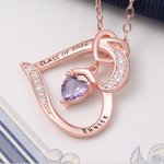 Personalized Graduation Cap Birthstone Heart Sterling Silver Necklace Dainty Jewellery with Engraved Name and Year Graduation Gift for Graduates