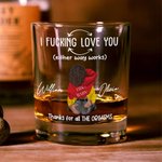 Personalisierte lustige Cartoon-Charakter Rückansicht 10 oz Rock Whisky Glas mit Namen Valentinstag Jahrestag Geburtstag Geschenk für Paare