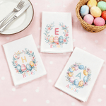 Guirnalda de flores personalizada Huevos de Pascua con iniciales Servilleta 100% algodón con nombre de colores Decoración de mesa Regalo de Pascua para niños Familia