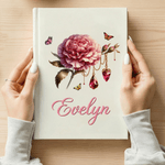 Personalised Multicolour Birth Flower Birthstone Journal Notebook with Name and 100 Lined Pages Daily Journaling Mother's Day Birthday Gift for Women