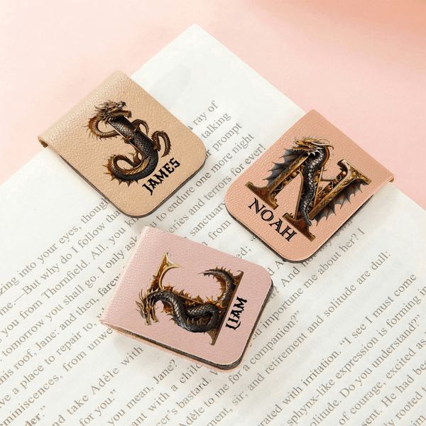 Henkilökohtainen Retro Retro Dragon Initial Monivärinen Magneettinen kirjanmerkki Clip nimi Reading Club Syntymäpäivälahja kirjan ystäville Bookworms