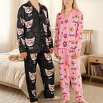 Pyjama à Manches Longues Personnalisé avec Nom et 1-5 Photos d'Animal Cadeau d'Anniversaire pour Propriétaire d'Animal de Compagnie