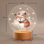 Personlig söt djur LED nattlampa med namn och datum träbas perfekt som doppresent födelsedagspresent till barnrum