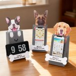 Personalised Cute Pet Face Photo Paw Bone Design Phone Holder with Text Desk Decor Daily Use Birthday Gift for Pet Owners