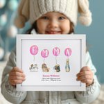 Personalised Cute Peter Rabbit Balloon Photo Frame with Name and Date Baptism Easter Birthday Gift for Newborn Kids