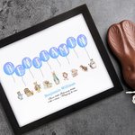 Personalised Cute Peter Rabbit Balloon Photo Frame with Name and Date Baptism Easter Birthday Gift for Newborn Kids