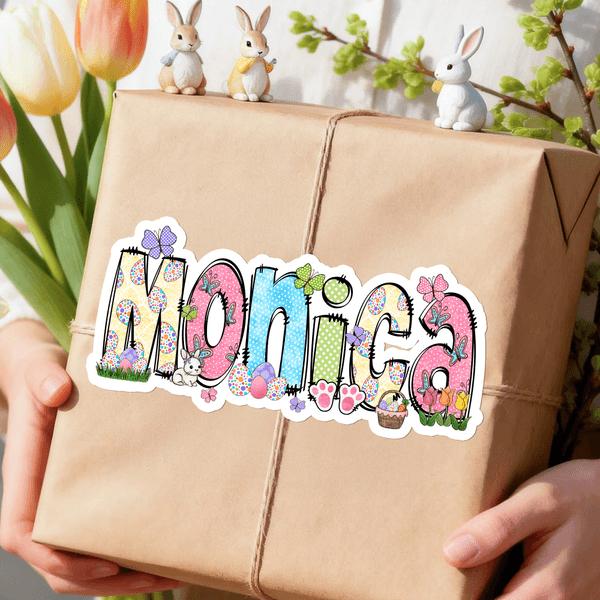 Personalisierte Multicolor Name Osterei Hase Schmetterling Wasserdicht Aufkleber Dekor Begünstigungen Etiketten Ostereiersuche Geschenk für Kinder Jungen Mädchen