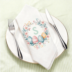 Guirnalda de flores personalizada Huevos de Pascua con iniciales Servilleta 100% algodón con nombre de colores Decoración de mesa Regalo de Pascua para niños Familia