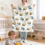 Personalised Excavator Easter Egg Soft Baby Swaddle Blanket Outfit with Name Easter Baby Shower Gift for Newborns New Parents