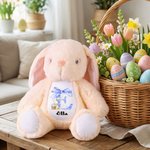 Personalisiertes Rosa Schleifen-Initiale Niedliches Osterhase Plüschtier mit Namen Spielzeug Ostern Geburtstag Geschenk für Kinder