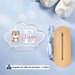 Veilleuse LED en acrylique personnalisée avec animaux mignons et nom - Décoration de chambre - Cadeau naissance Noël pour enfant bébé