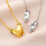 Personalized Holding Hands Birthstone Ring Holder Necklace Couple Jewelry Birthday Valentine's Wedding Gift for Woman Bestie Mom