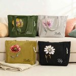 Personlig flerfarget abstrakt akvarellblomst Stor kapasitet Tote Bag med navn Daglig bruk Bursdag Gradueringsfest Gave til henne