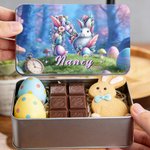 Boîte à biscuits en métal de qualité alimentaire avec nom Cadeau de Pâques pour la famille et les enfants