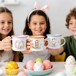 Personalizada Curación Arte Caricatura Ilustración Niño Niña Conejito 12 oz Esmalte Taza con Nombre Uso Diario Pascua Fiesta Regalo para Niños