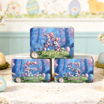 Personalised Dream Forest Bunny Egg Initial Food Grade Metal Biscuit Tin Storage Box with Name Easter Gift for Family Kids