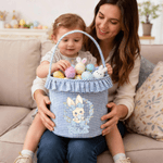 Personifierad flerfärgad stor kapacitet Polka Dot Bow påskkorg med namn Party Favor present för pojkar flickor