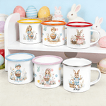 Personalizada Curación Arte Caricatura Ilustración Niño Niña Conejito 12 oz Esmalte Taza con Nombre Uso Diario Pascua Fiesta Regalo para Niños