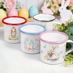Personalizada Curación Arte Caricatura Ilustración Niño Niña Conejito 12 oz Esmalte Taza con Nombre Uso Diario Pascua Fiesta Regalo para Niños