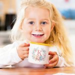 Personalizada Curación Arte Caricatura Ilustración Niño Niña Conejito 12 oz Esmalte Taza con Nombre Uso Diario Pascua Fiesta Regalo para Niños