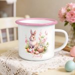 Personalizada Curación Arte Caricatura Ilustración Niño Niña Conejito 12 oz Esmalte Taza con Nombre Uso Diario Pascua Fiesta Regalo para Niños