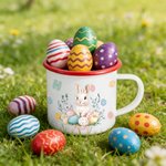 Personalizada Curación Arte Caricatura Ilustración Niño Niña Conejito 12 oz Esmalte Taza con Nombre Uso Diario Pascua Fiesta Regalo para Niños
