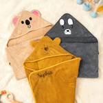 Personalised Cute Moose Animal Hooded Embroidered Soft Throw Blanket with with Name Daily Use Birthday Baby Shower Gift for New Moms Babies
