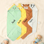Personalised Cute Moose Animal Hooded Embroidered Soft Throw Blanket with with Name Daily Use Birthday Baby Shower Gift for New Moms Babies