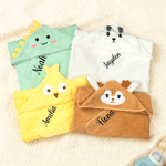 Personalised Cute Moose Animal Hooded Embroidered Soft Throw Blanket with with Name Daily Use Birthday Baby Shower Gift for New Moms Babies