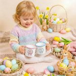 Personalised Multicolour Wreath Polka Dot Bow Easter Egg Bunny 12 oz Enamel Mug with Name Easter Gift for Kids