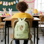 Sac d'école personnalisé avec le nom de Peter Rabbit Duck Easter Eggs Cadeau d'anniversaire de Pâques pour les enfants